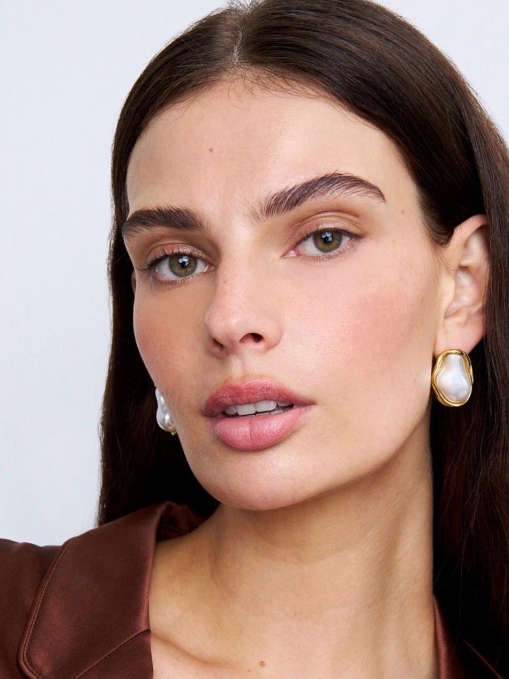 Shashi Bezel Baroque Pearl Stud Earrings